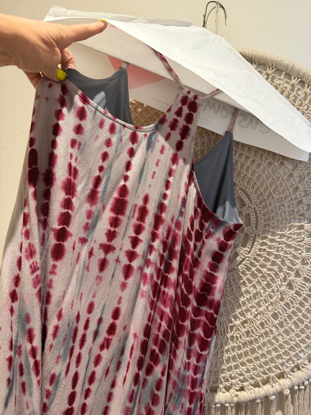 Judith March Red and Gray Tie-Dye Slip Dress - Picture 10 of 15